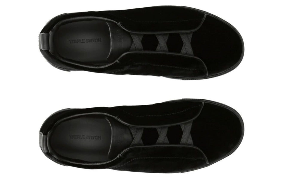 ZEGNA  Velvet Triple Stitch Sneakers "Black"