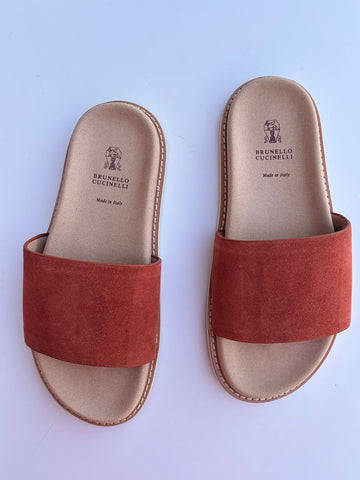 Brunello Cucinelli suede slides