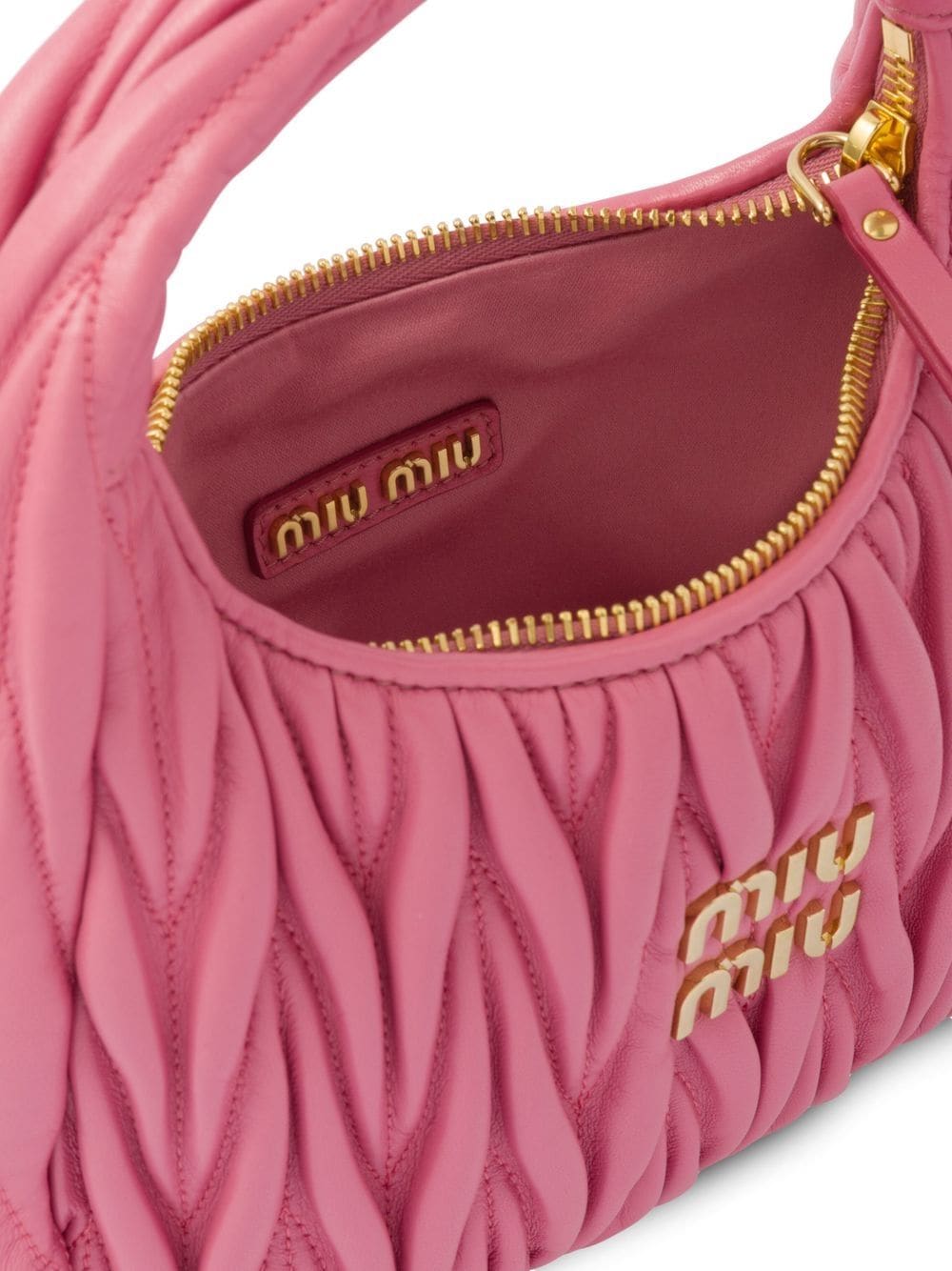 Miu Miu Bag | Wander Shoulder Bag in Matelassé Nappa Leather "Pink"