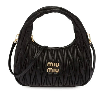 Miu Miu Bag | Wander  Shoulder Bag in Matelassé Nappa Leather "Black"