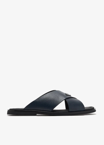 Prada Saffiano leather crisscross sandals