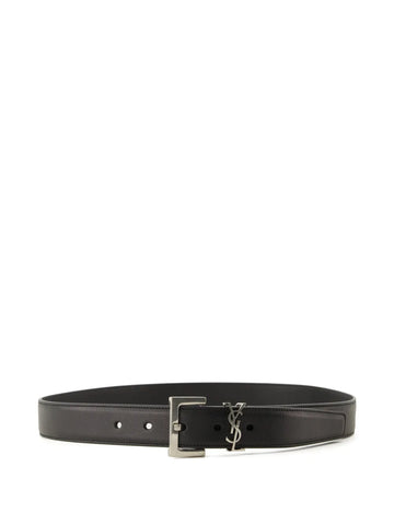 Saint Laurent Cassandre logo leather belt