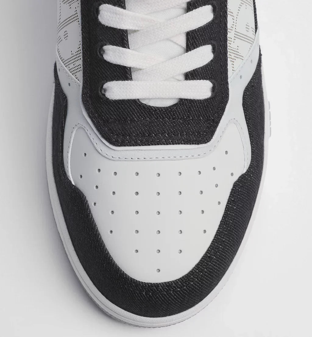 White Smooth Calfskin, Black Denim and White Dior Oblique Galaxy Leather