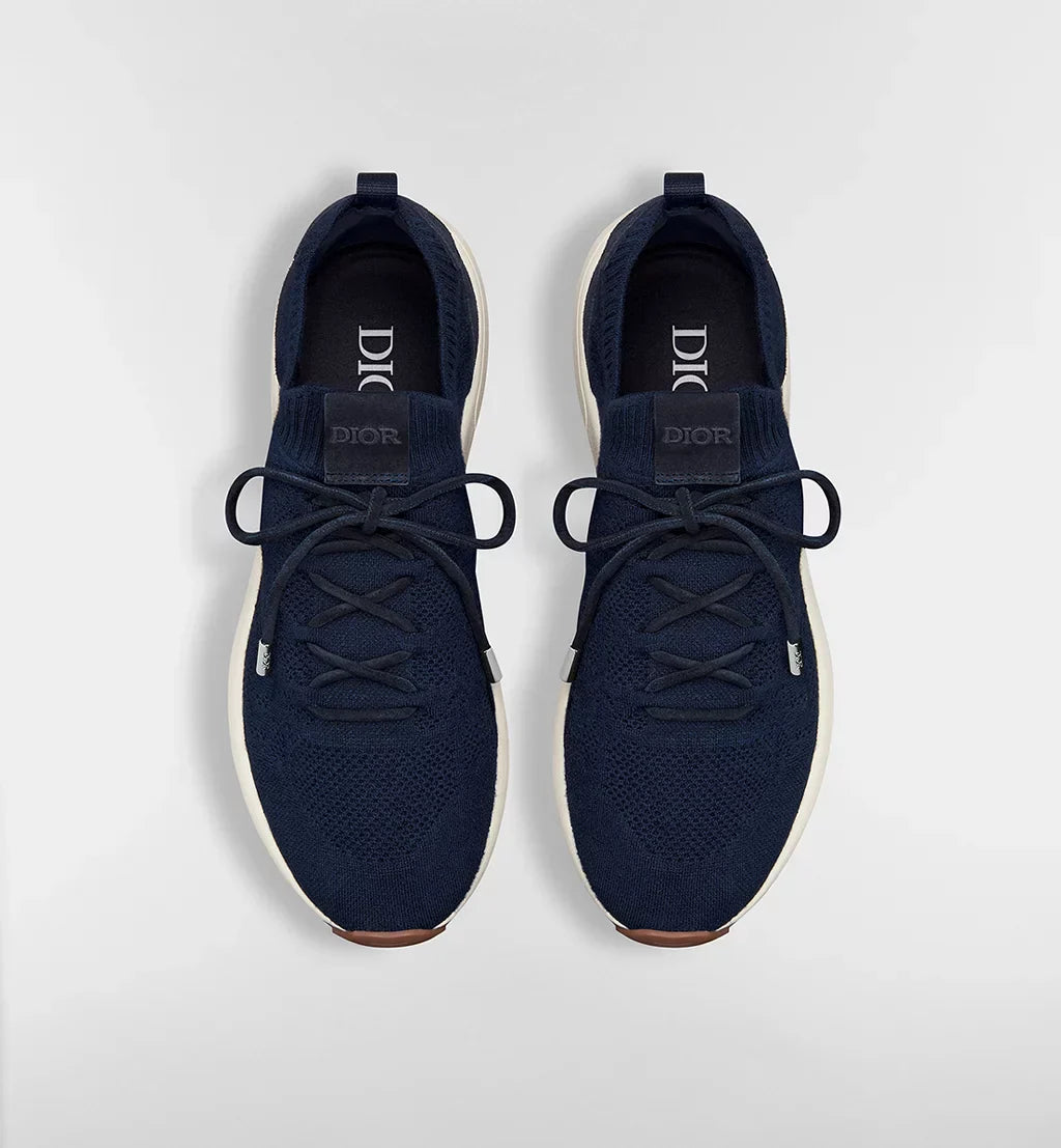 B80 Lounge Sneaker Navy Blue Cannage Cashmere, Wool and Silk Knit with Navy Blue Suede Calfskin