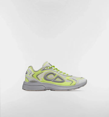 B30 Countdown Tech Sneaker White Semi-Transparent N3O Nylon, Gray and Green Technical Fabric and Gray Rubber