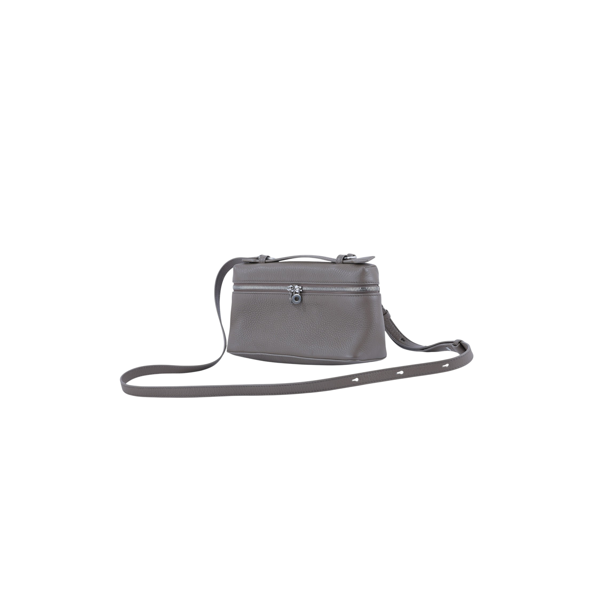 Loro Piana Bag | Small Gray Textured Leather Handbag