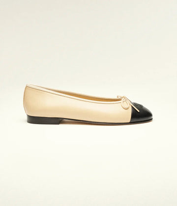 Chanel Ballet flats   Lambskin  Beige & Black| Women's