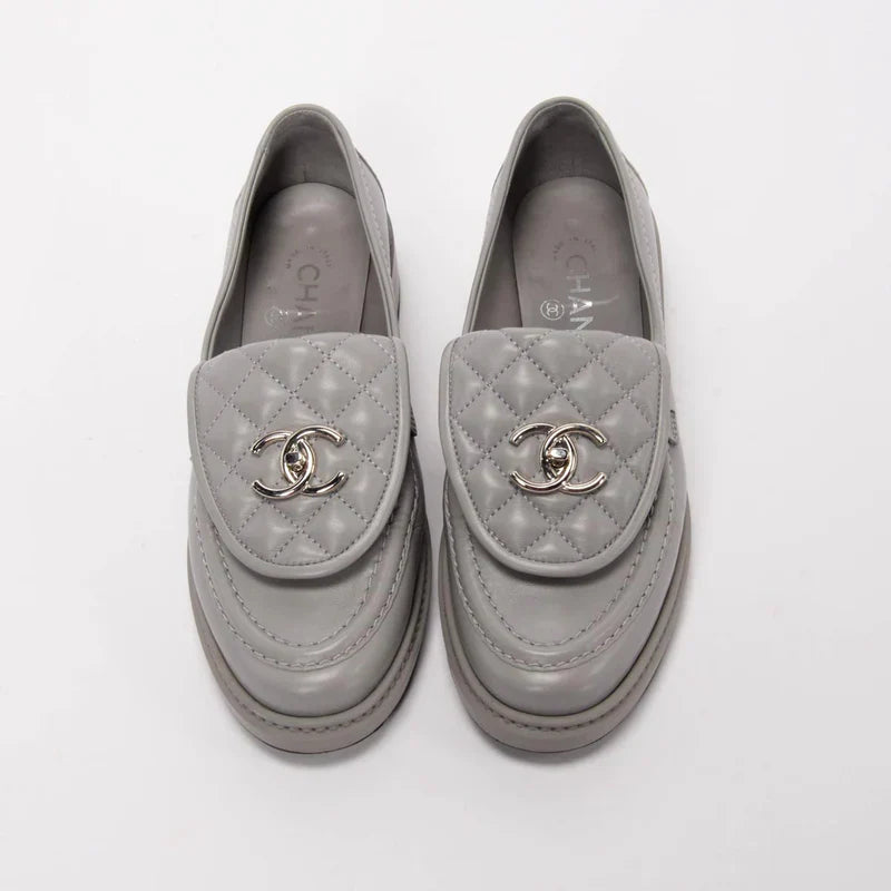 Chanel Grey Lambskin CC Turnlock| Women's