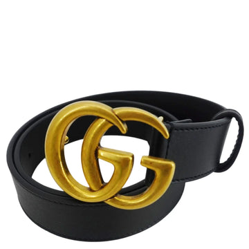 GG Buckle Leather Belt Black