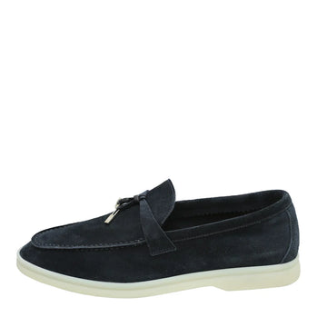 Loro Piana Argo Blue Melange Summer Charms Moccasin
