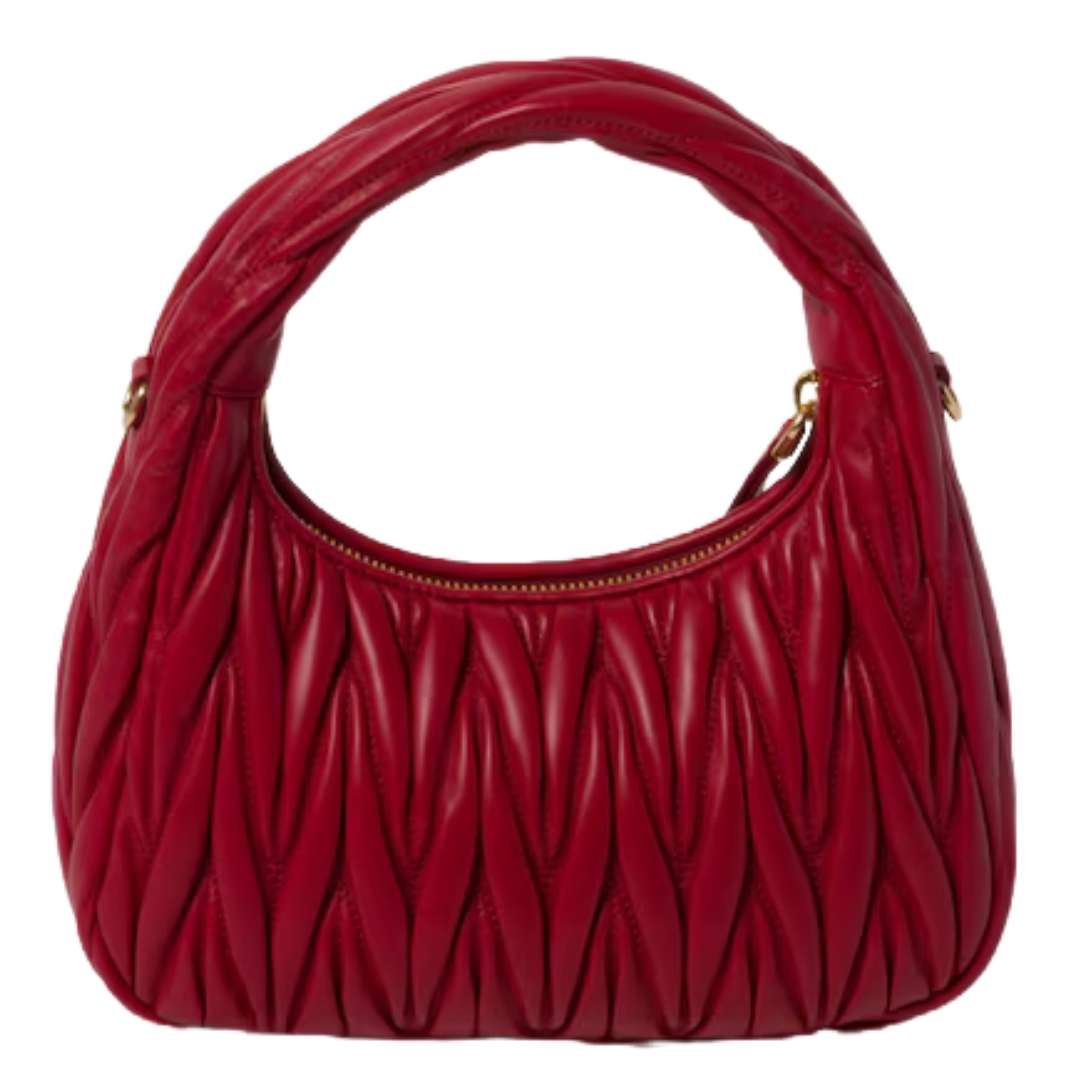 Miu Miu Bag | Wander Shoulder Bag in Matelassé Nappa Leather "Red"