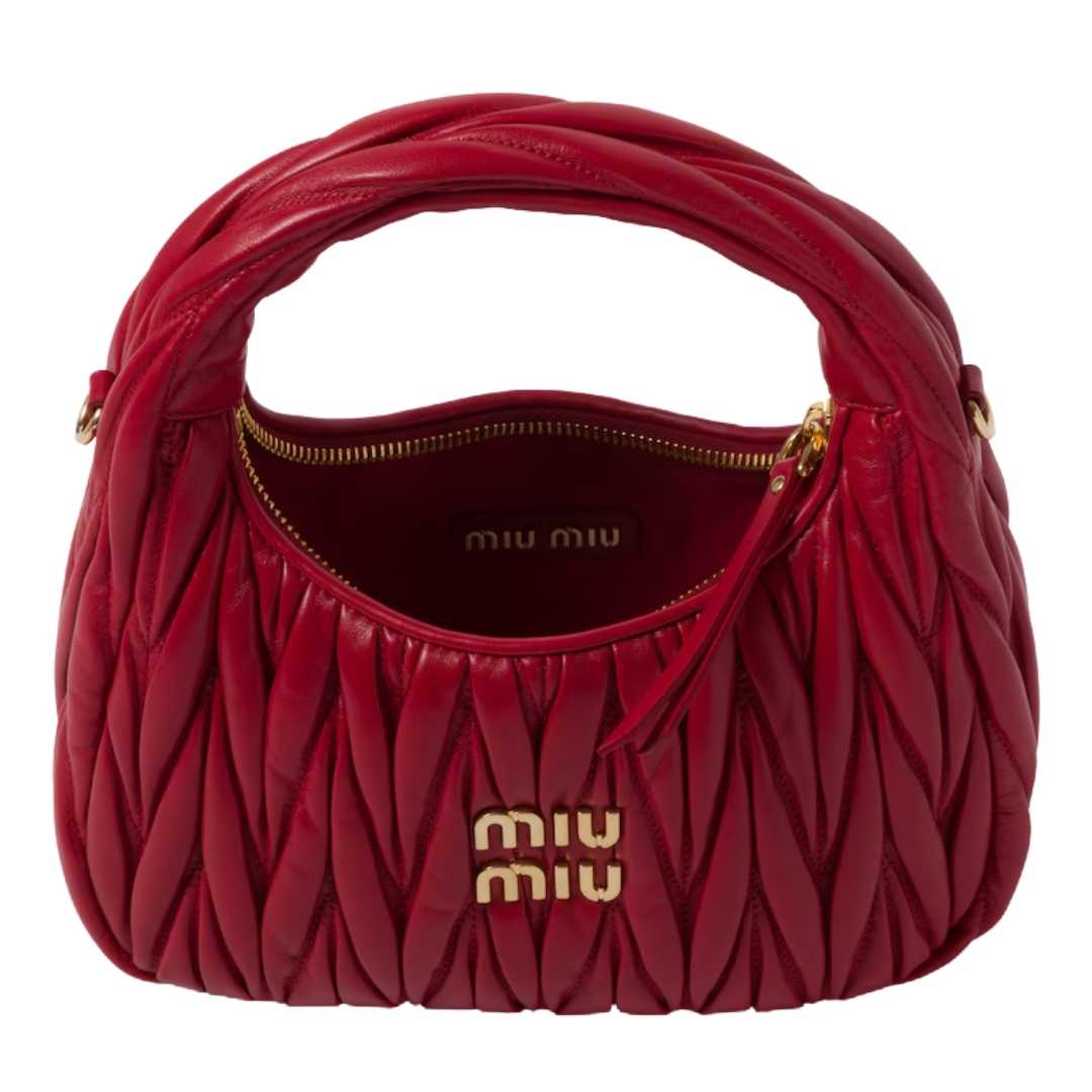 Miu Miu Bag | Wander Shoulder Bag in Matelassé Nappa Leather "Red"
