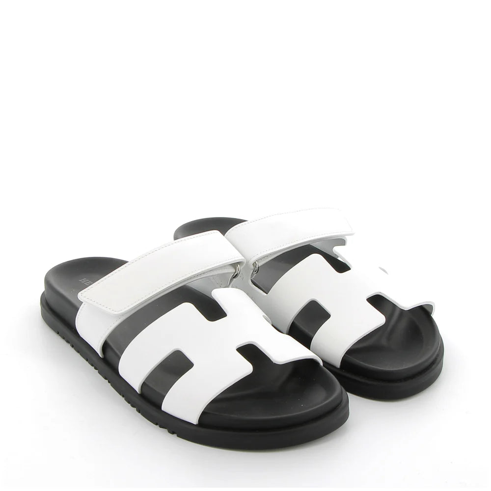 HERMES Chypre Sandals White Swift
