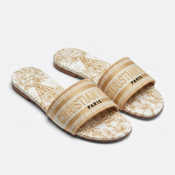 Dior Women Dway Slides | Beige Toile