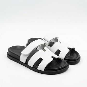 Hermès Women Adjustable H Strap Sandals | White