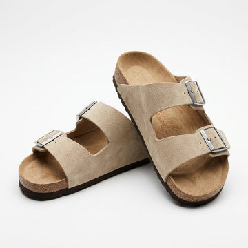 Birkenstock Women Arizona Double Strap Sandals | Cream Suede