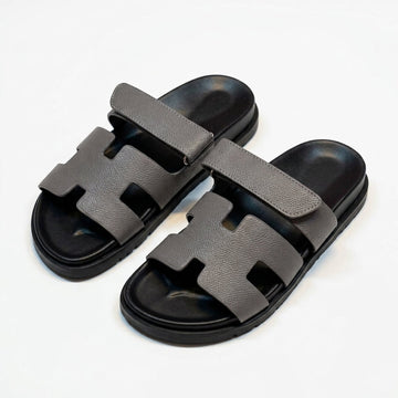 Hermès Women Adjustable H Strap Sandals | Dark Grey