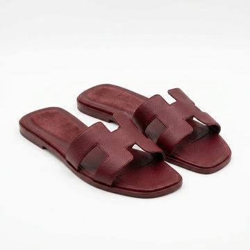 Hermès Women Oran Flat Slides | Burgundy