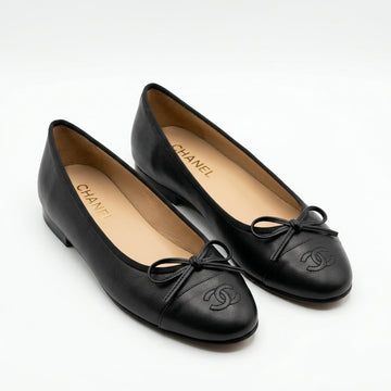 Chanel Women Cap Toe Bow Ballerinas | Black