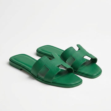 Hermès Women Oran Flat Slides | Emerald Green