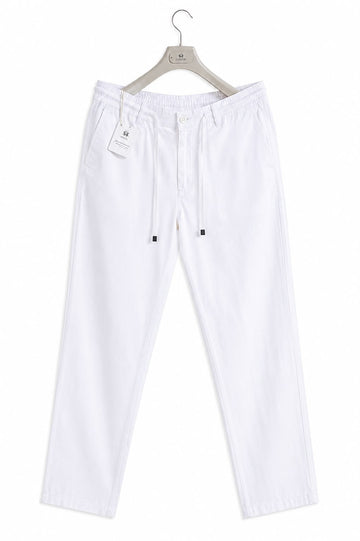 Premium Linen Drawstring Pants - Pure White