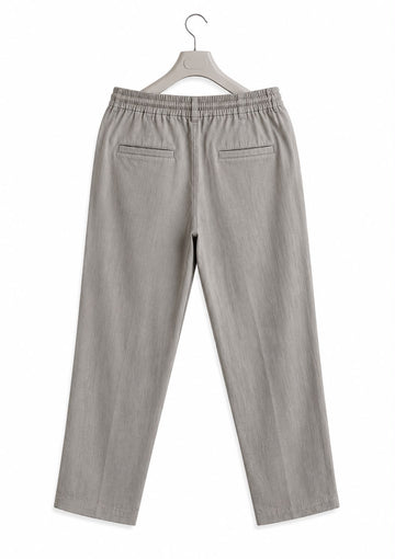 Premium Textured Drawstring Pants - Taupe Grey