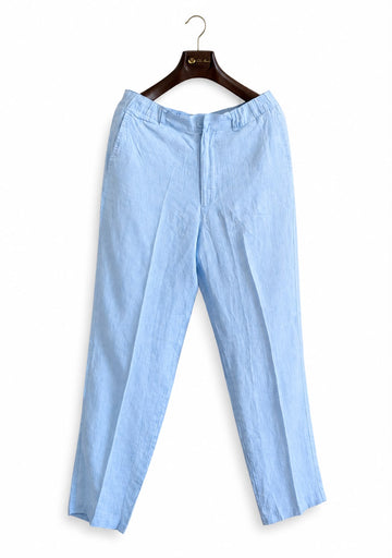 Premium Linen Drawstring Pants - Sky Blue