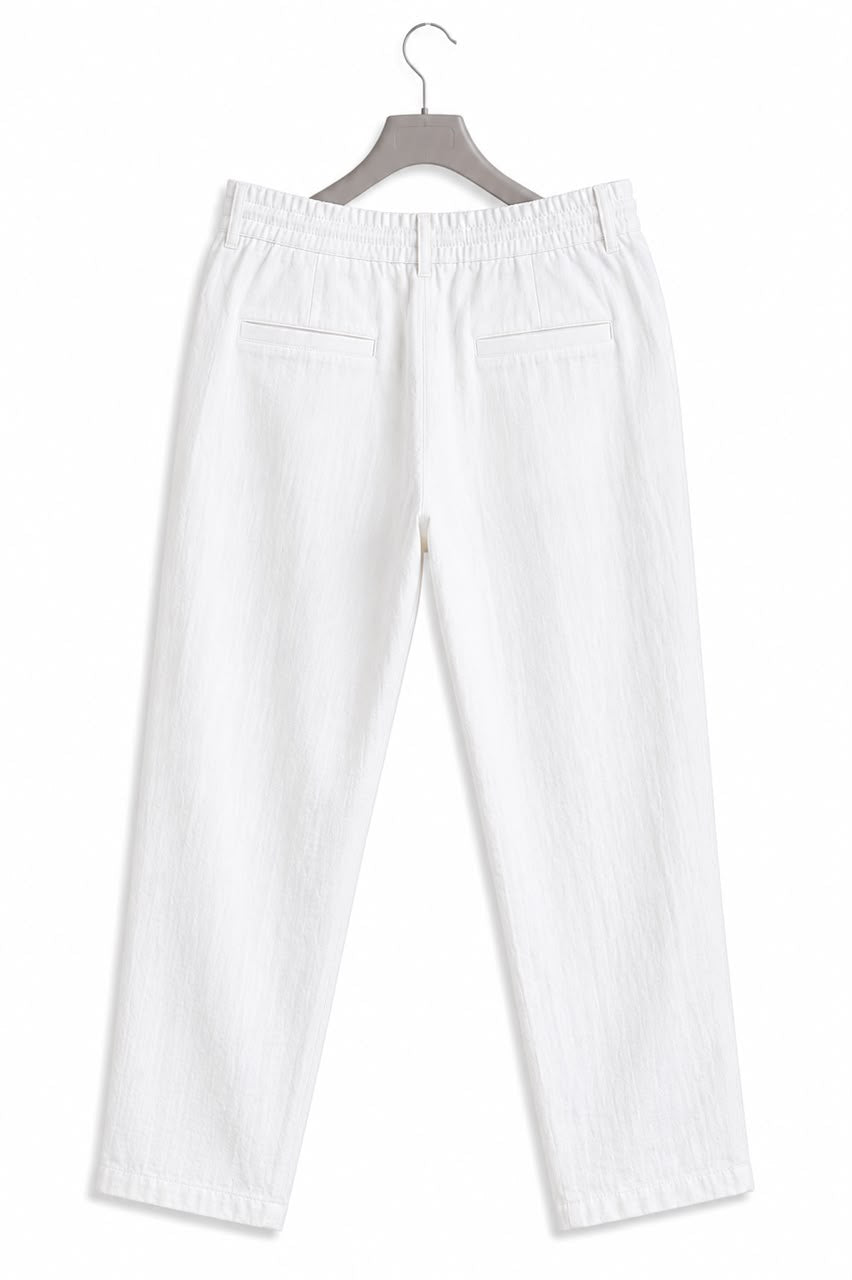 Premium Linen Drawstring Pants - White