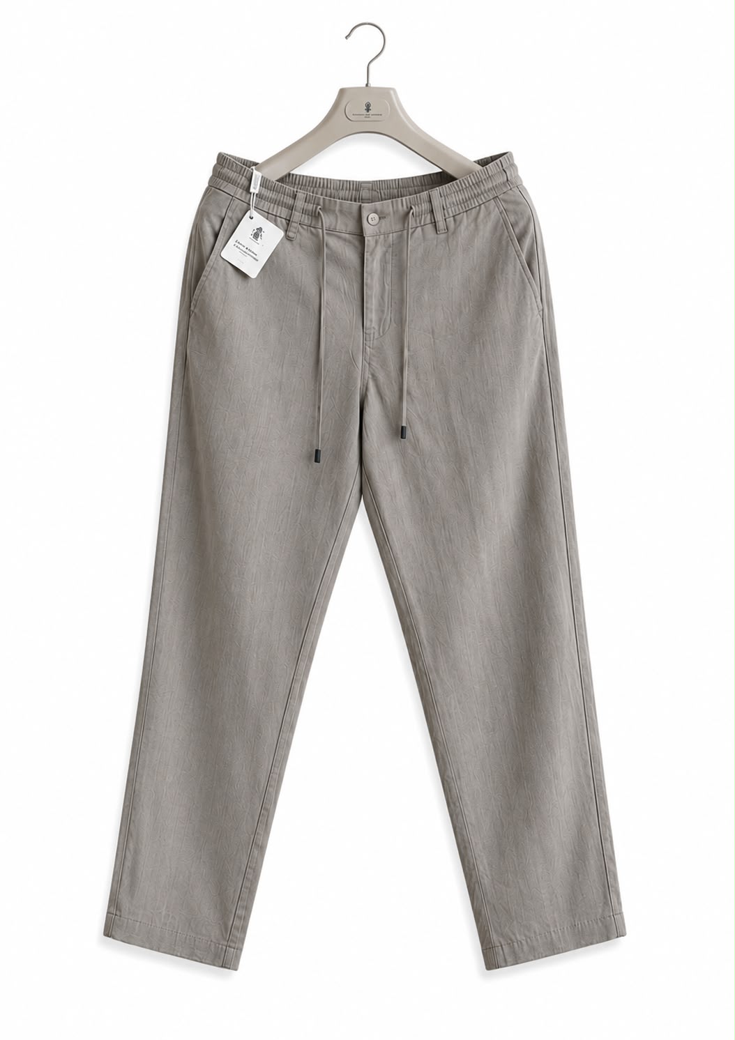 Premium Textured Drawstring Pants - Taupe Grey