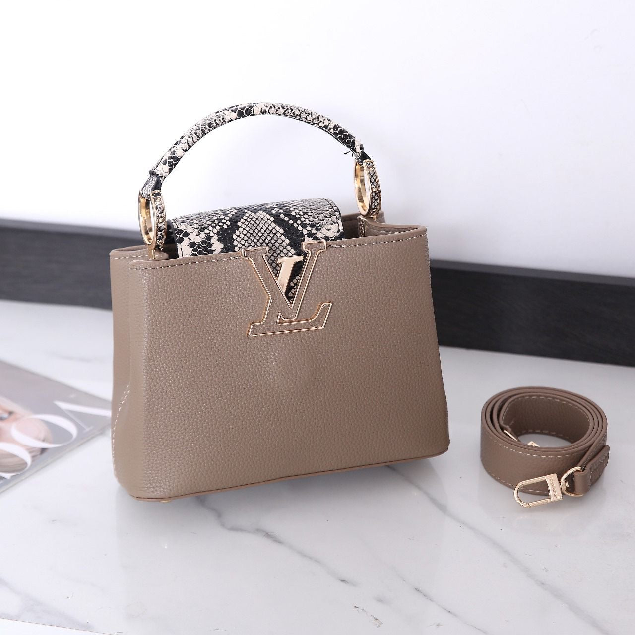 Louis Vuitton Bag | Capucines Steeple Grey Python