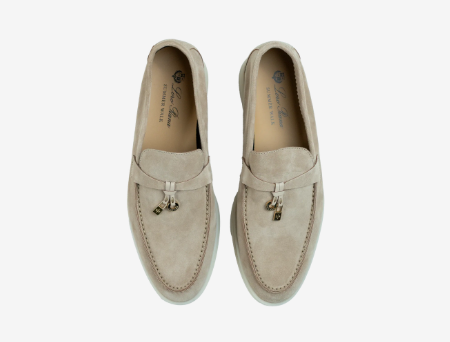 Loro Piana Summer Charms Walk loafers in sandstone suede| Women's