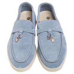 Loro Piana Blue Suede Summer Charms Walk Sky| Women's