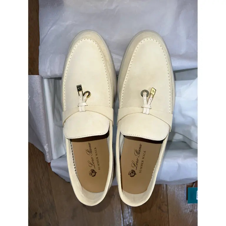 Loro Piana Summer Charms Walk white suede