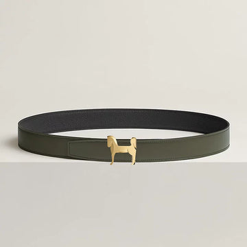 Hermès leather belt Olive