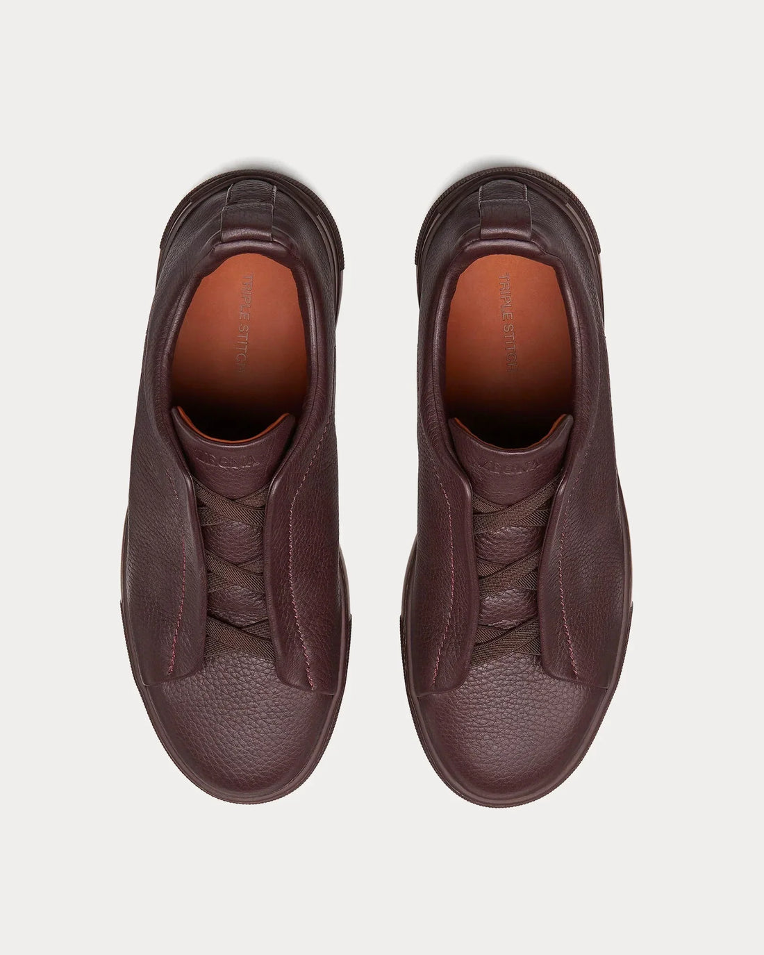Zegna - Triple Stitch Deerskin Dark Burgundy Slip On